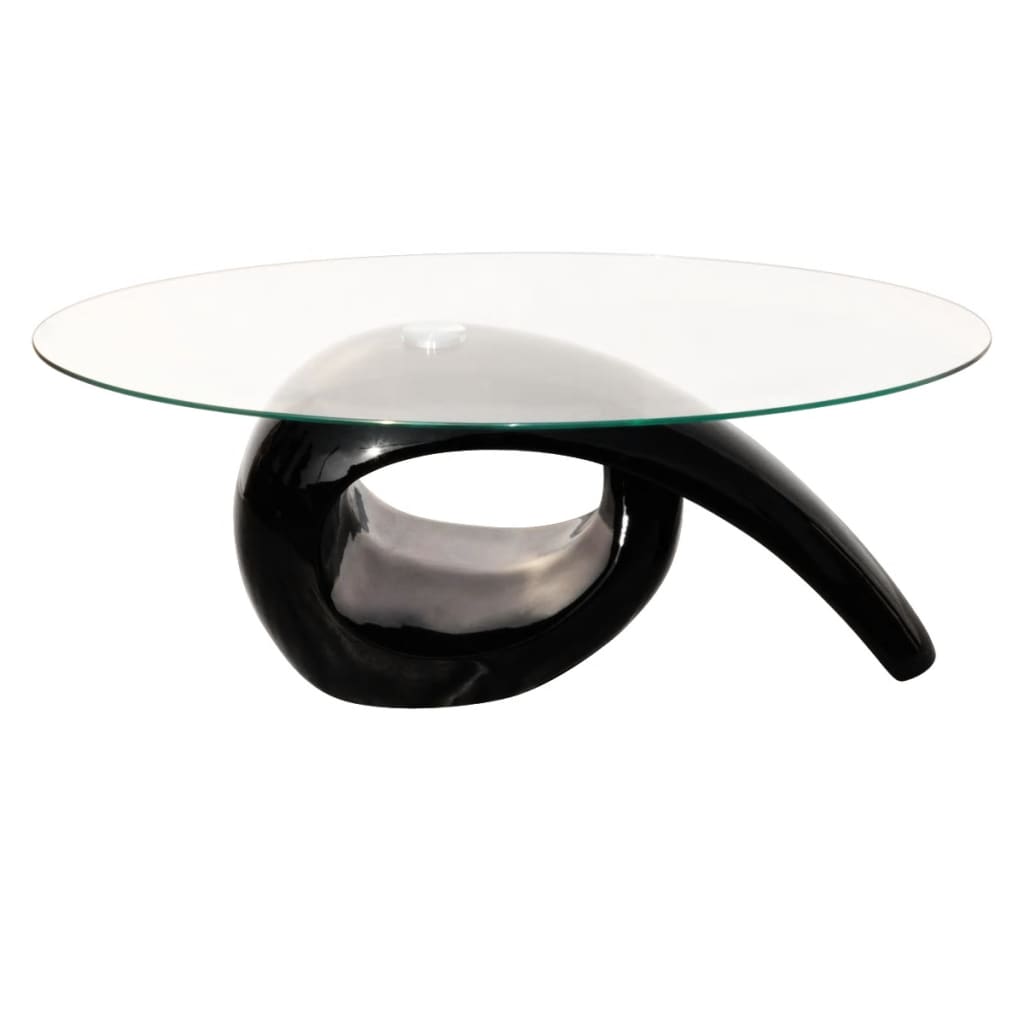240432 coffee table with oval glass top high gloss black