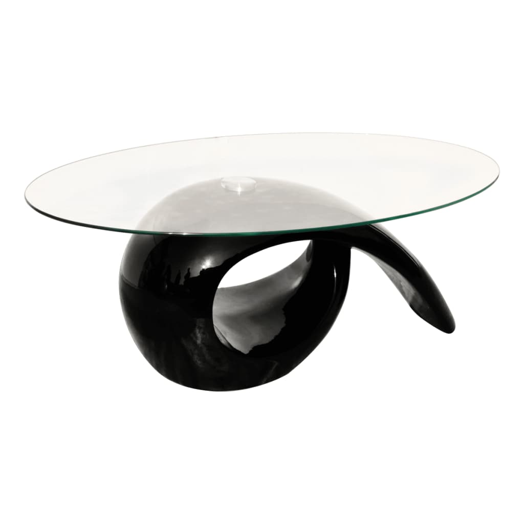 240432 coffee table with oval glass top high gloss black