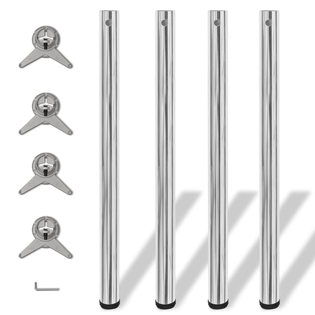 242134 4 height adjustable table legs chrome 870 mm