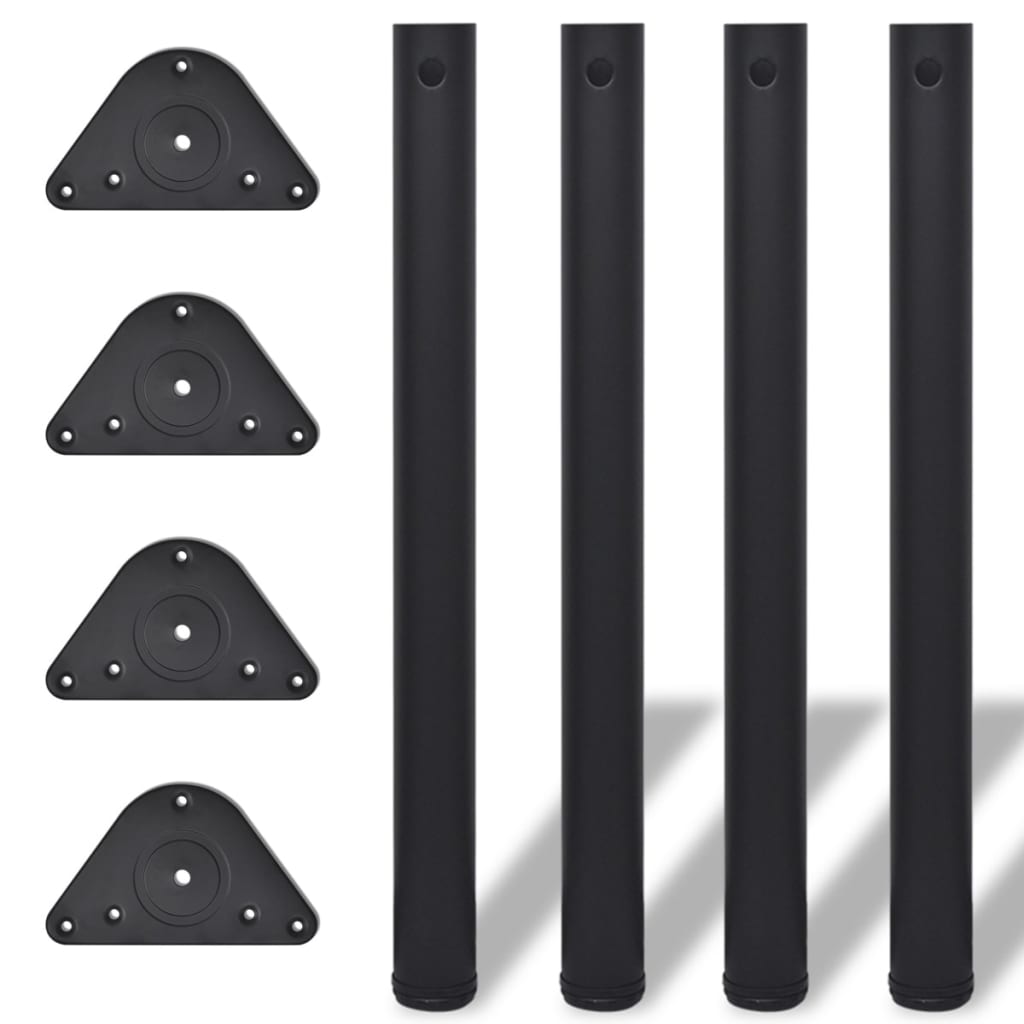 242148 4 height adjustable table legs black 710 mm