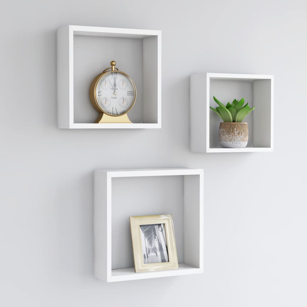3 db fehér mdf fali kockapolc