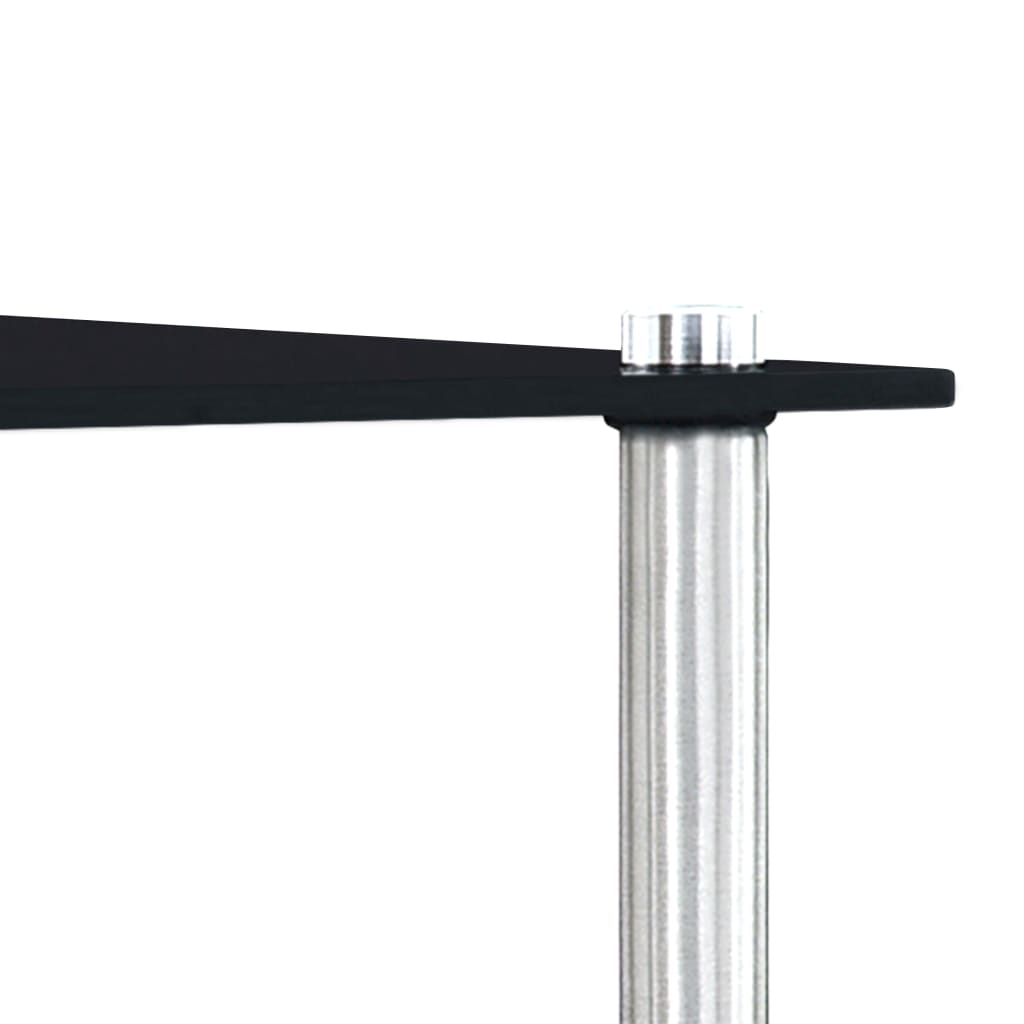 3 db fekete rakásolható edzett üveg asztal