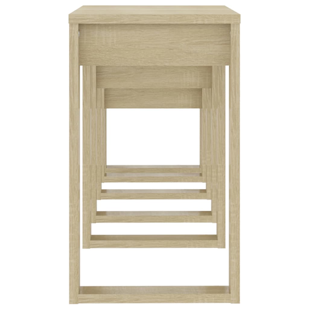 3 db sonoma tölgy színű forgácslap rakásolható asztal