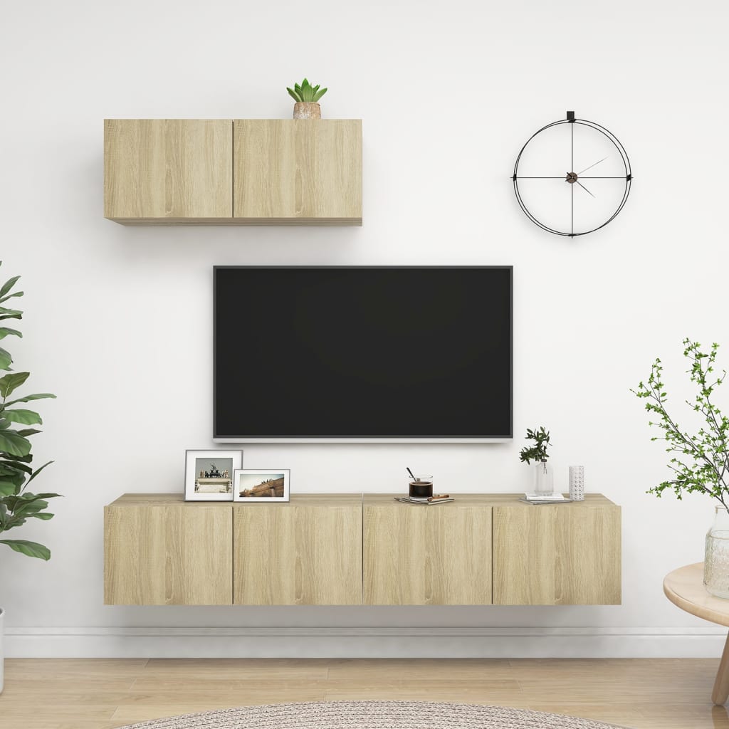 3 db sonoma-tölgyszínű forgácslap tv-szekrény 3 db sonoma-tölgyszínű forgácslap tv-szekrény