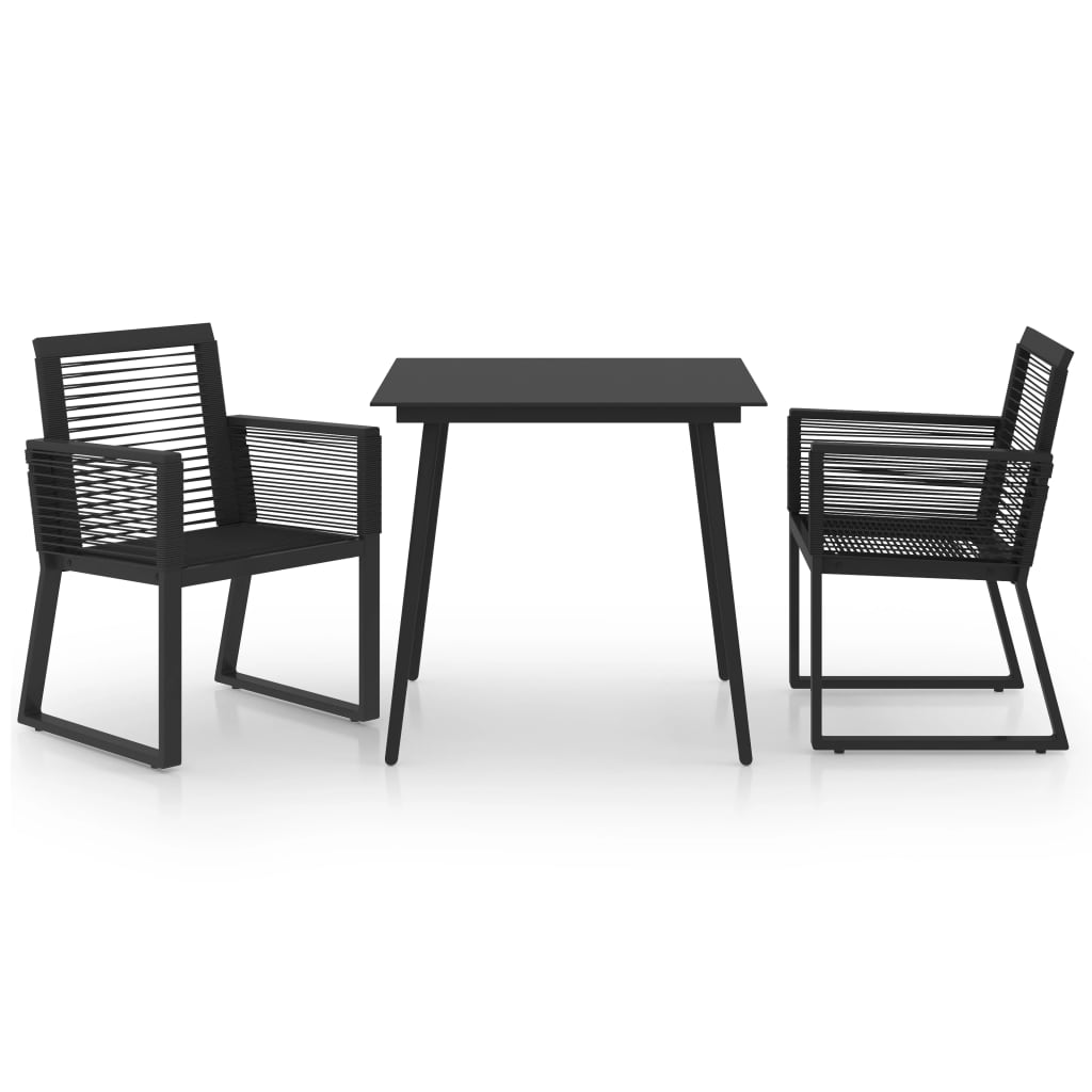 3 részes fekete pvc rattan kültéri étkezőgarnitúra