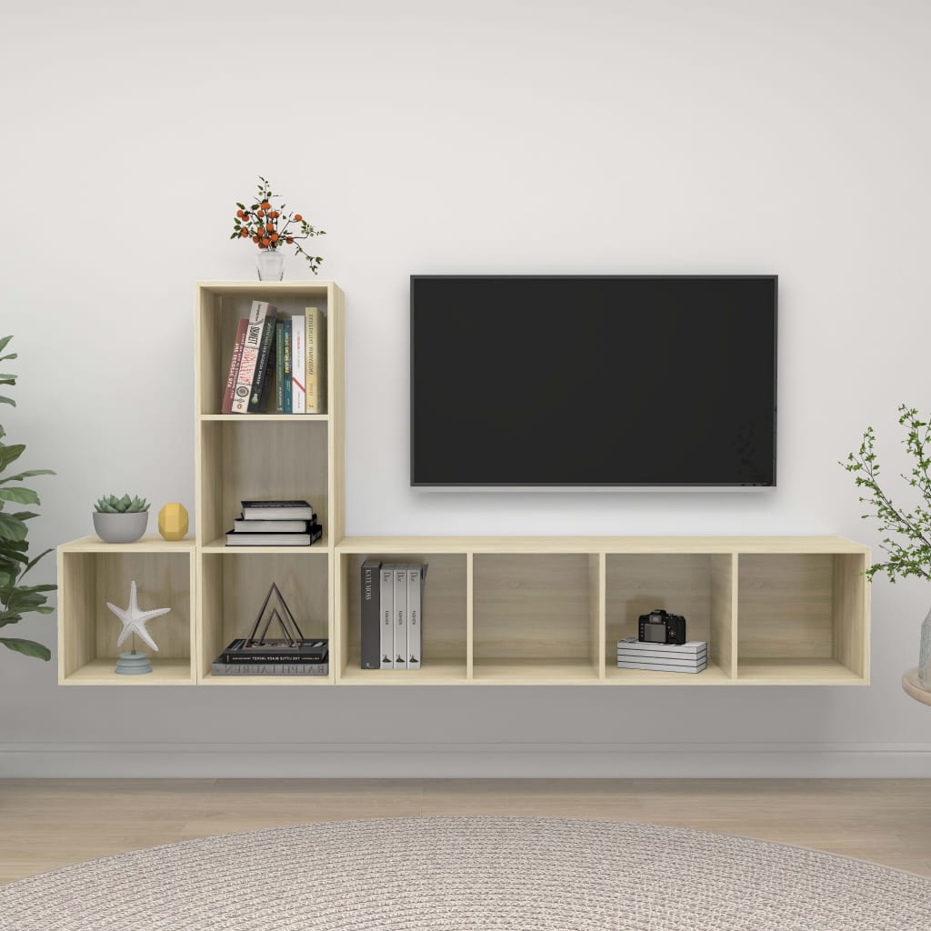 3 részes tölgyszínű forgácslap tv-szekrény szett 3 részes tölgyszínű forgácslap tv-szekrény szett
