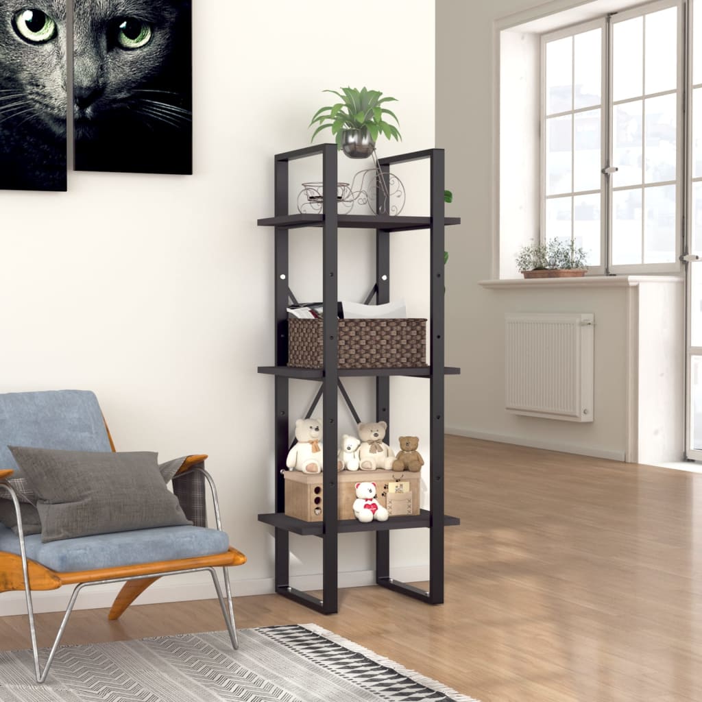 3-szintes szürke forgácslap könyvszekrény 40 x 30 x 105 cm
