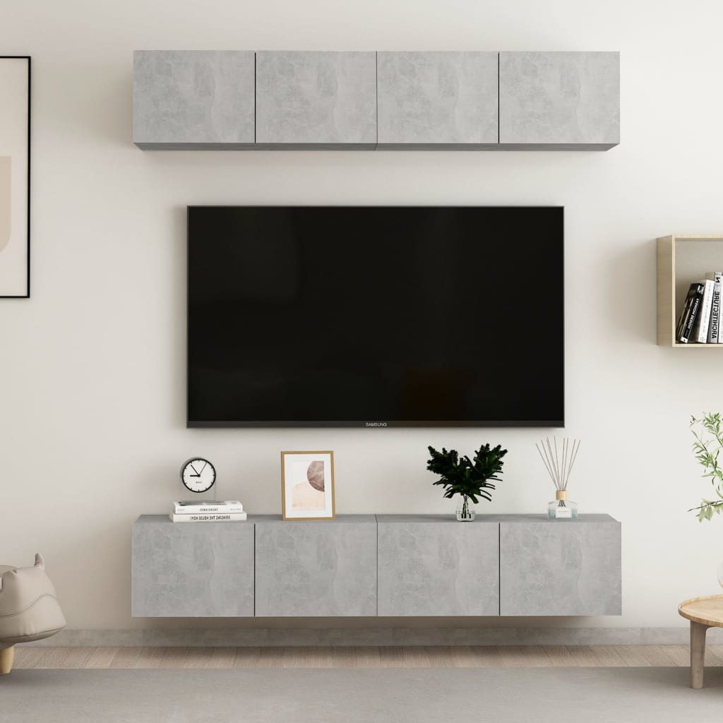 4 db betonszürke forgácslap tv-szekrény 80 x 30 x 30 cm 4 db betonszürke forgácslap tv-szekrény 80 x 30 x 30 cm