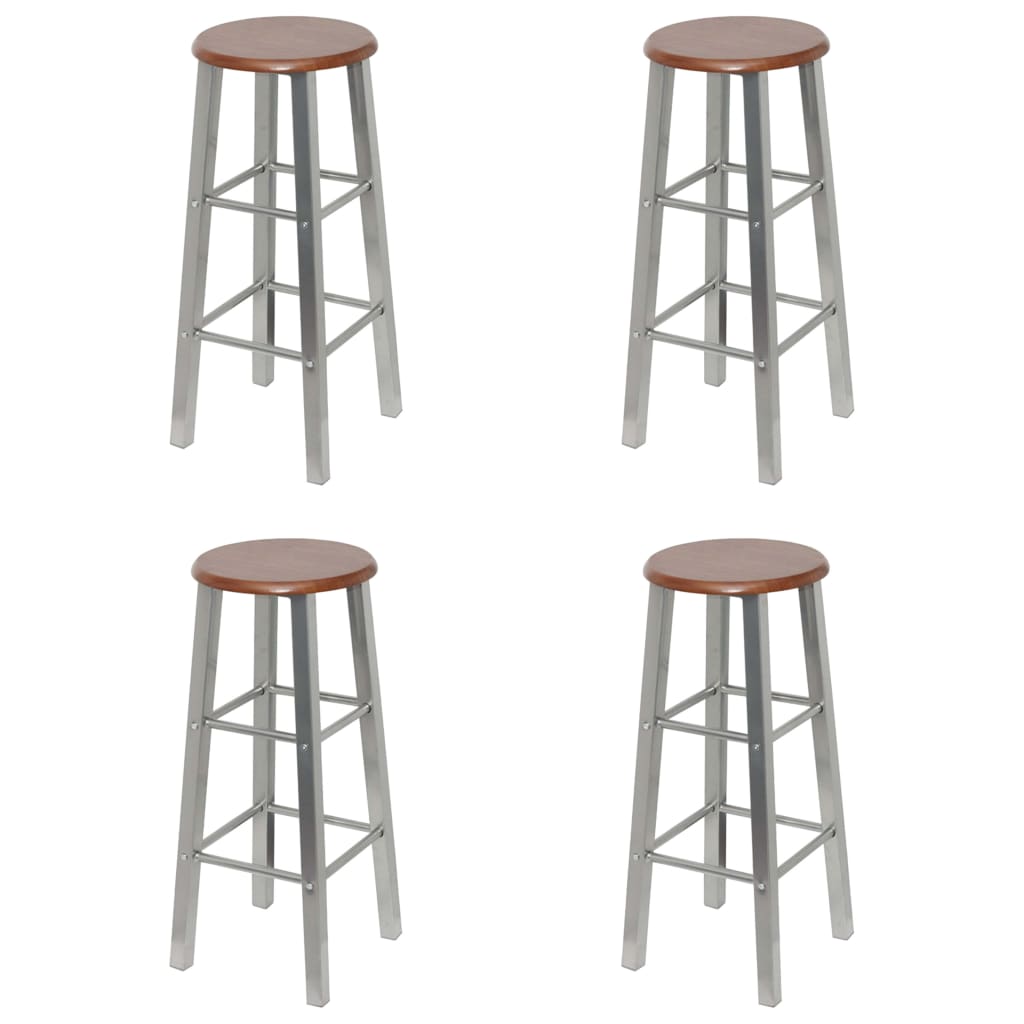 4 db ezüst és barna mdf bárszék