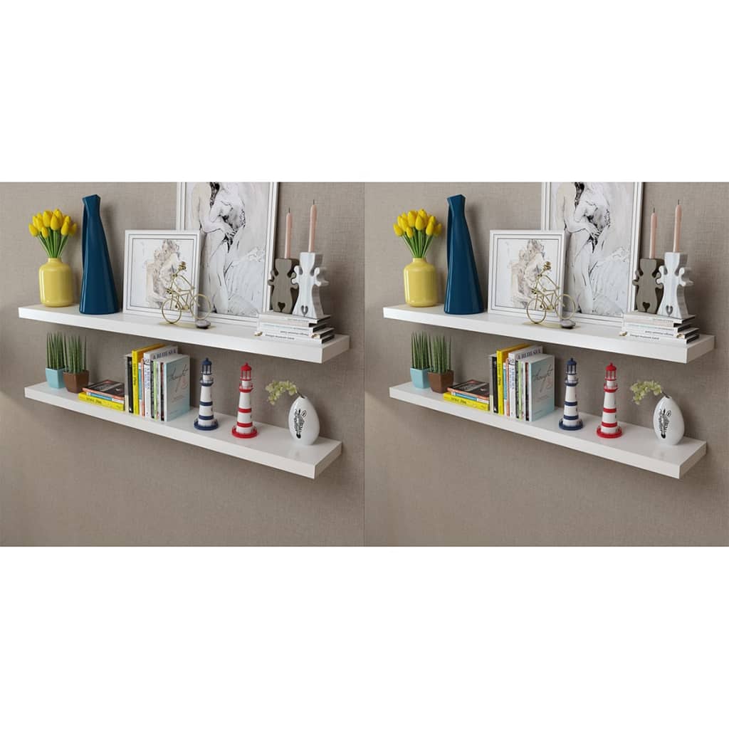 4 db fehér fali polc 120 cm