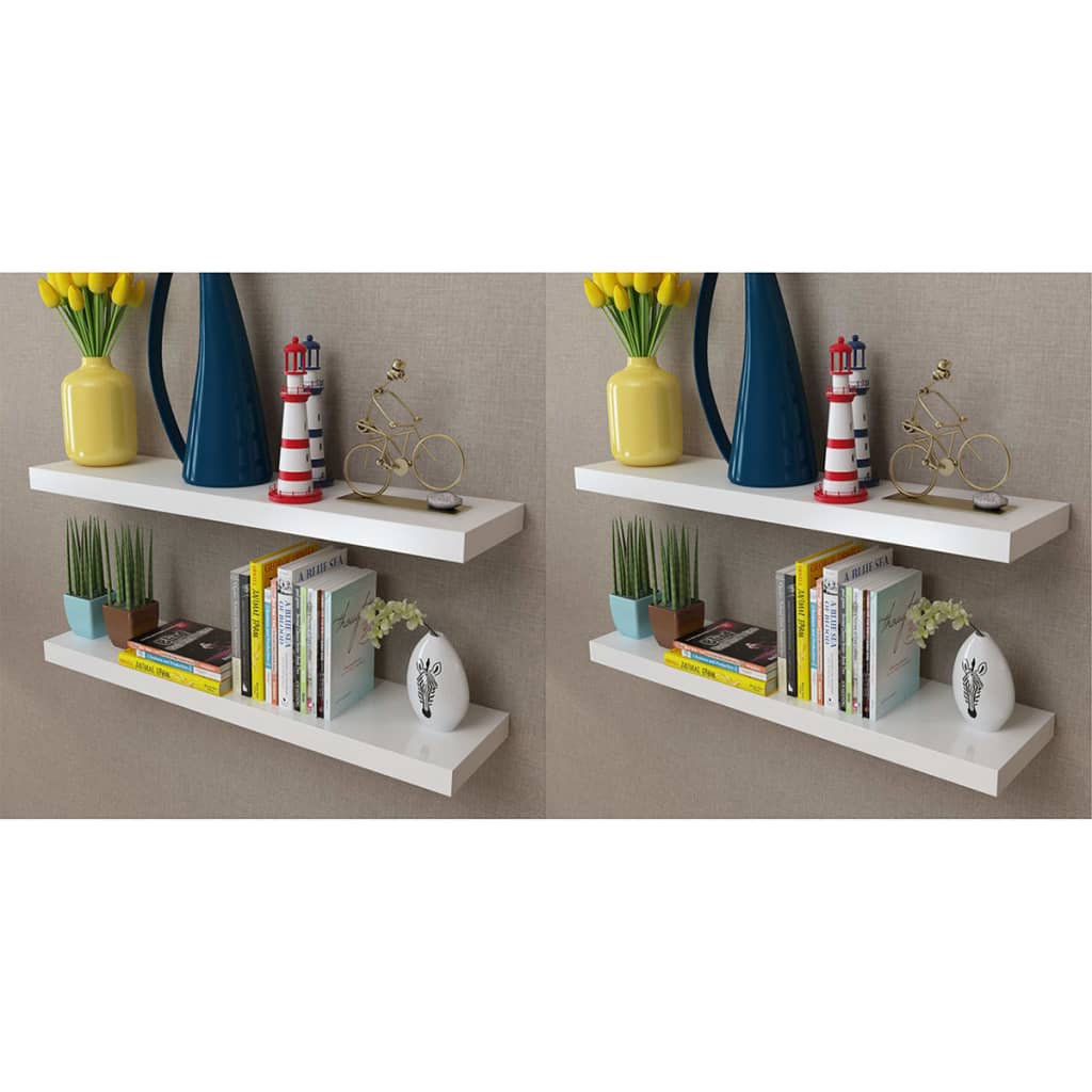 4 db fehér fali polc 80 cm