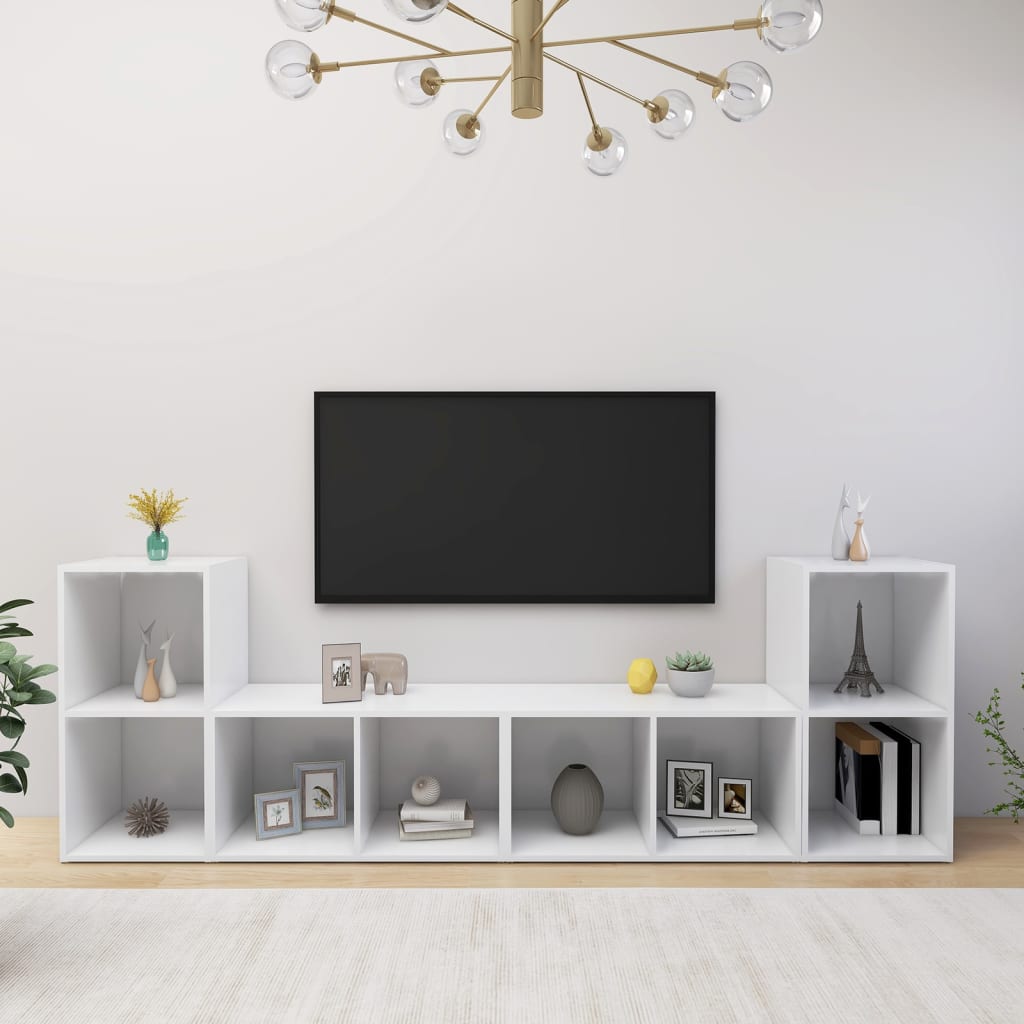 4 db fehér forgácslap tv-szekrény 72 x 35 x 36,5 cm 4 db fehér forgácslap tv-szekrény 72 x 35 x 36,5 cm