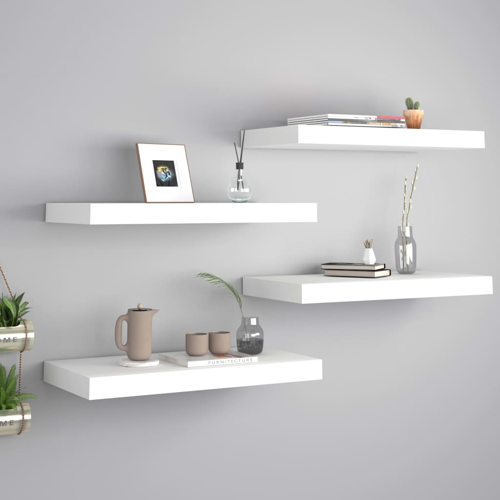 4 db fehér mdf fali polc 50 x 23 x 3,8 cm