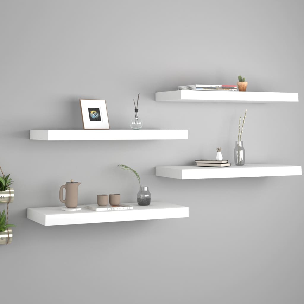 4 db fehér mdf fali polc 60 x 23,5 x 3,8 cm