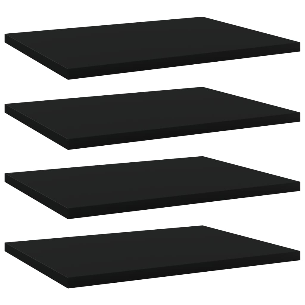 4 db fekete forgácslap könyvespolc 40 x 30 x 1,5 cm