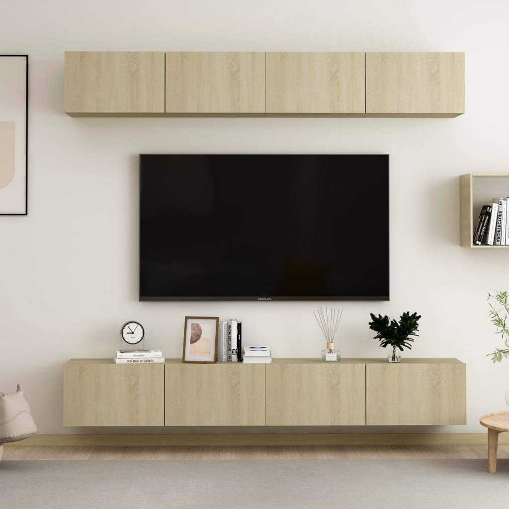 4 db sonoma-tölgyszínű forgácslap tv-szekrény 100 x 30 x 30 cm 4 db sonoma-tölgyszínű forgácslap tv-szekrény 100 x 30 x 30 cm