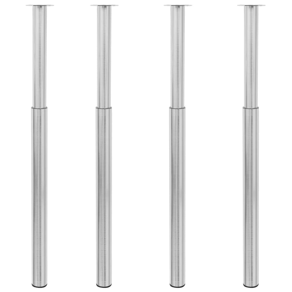 4 db szálcsiszolt nikkel teleszkópos asztalláb 710 mm - 1100 mm