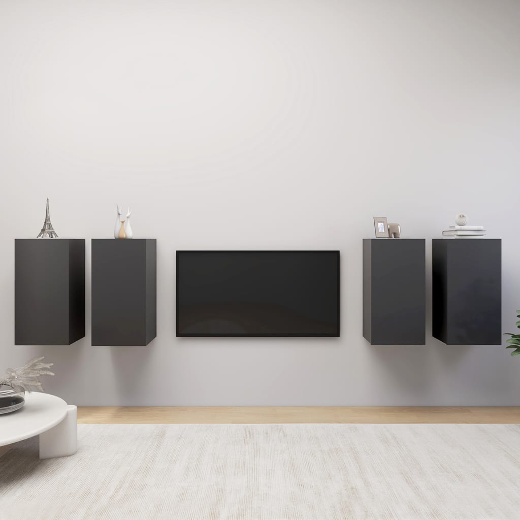 4 db szürke forgácslap tv-szekrény 30,5 x 30 x 60 cm 4 db szürke forgácslap tv-szekrény 30,5 x 30 x 60 cm