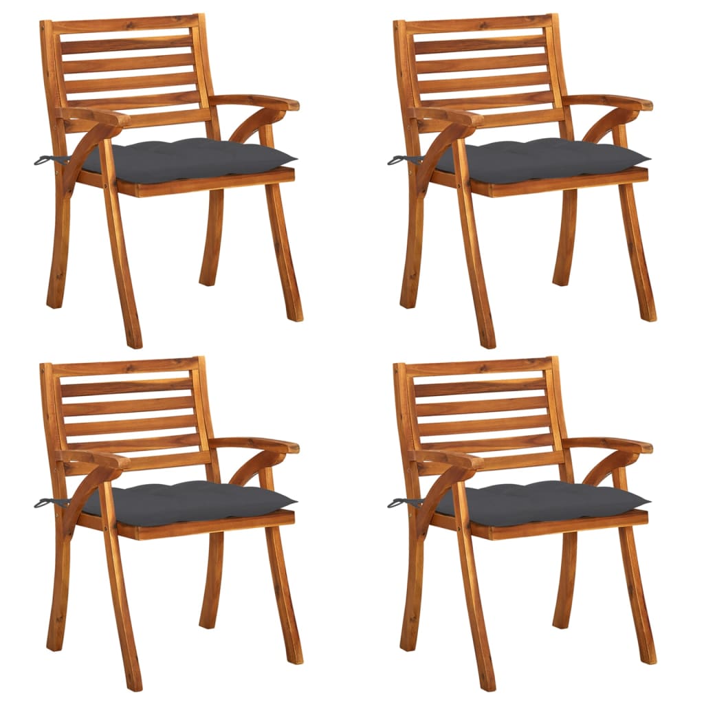 4 db tömör akácfa kerti szék párnákkal