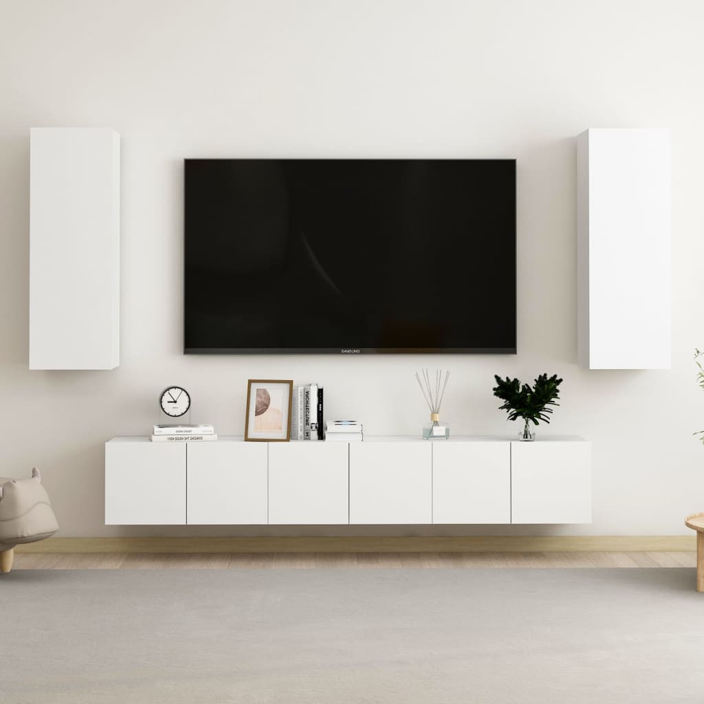 5 részes fehér forgácslap tv-szekrényszett 5 részes fehér forgácslap tv-szekrényszett