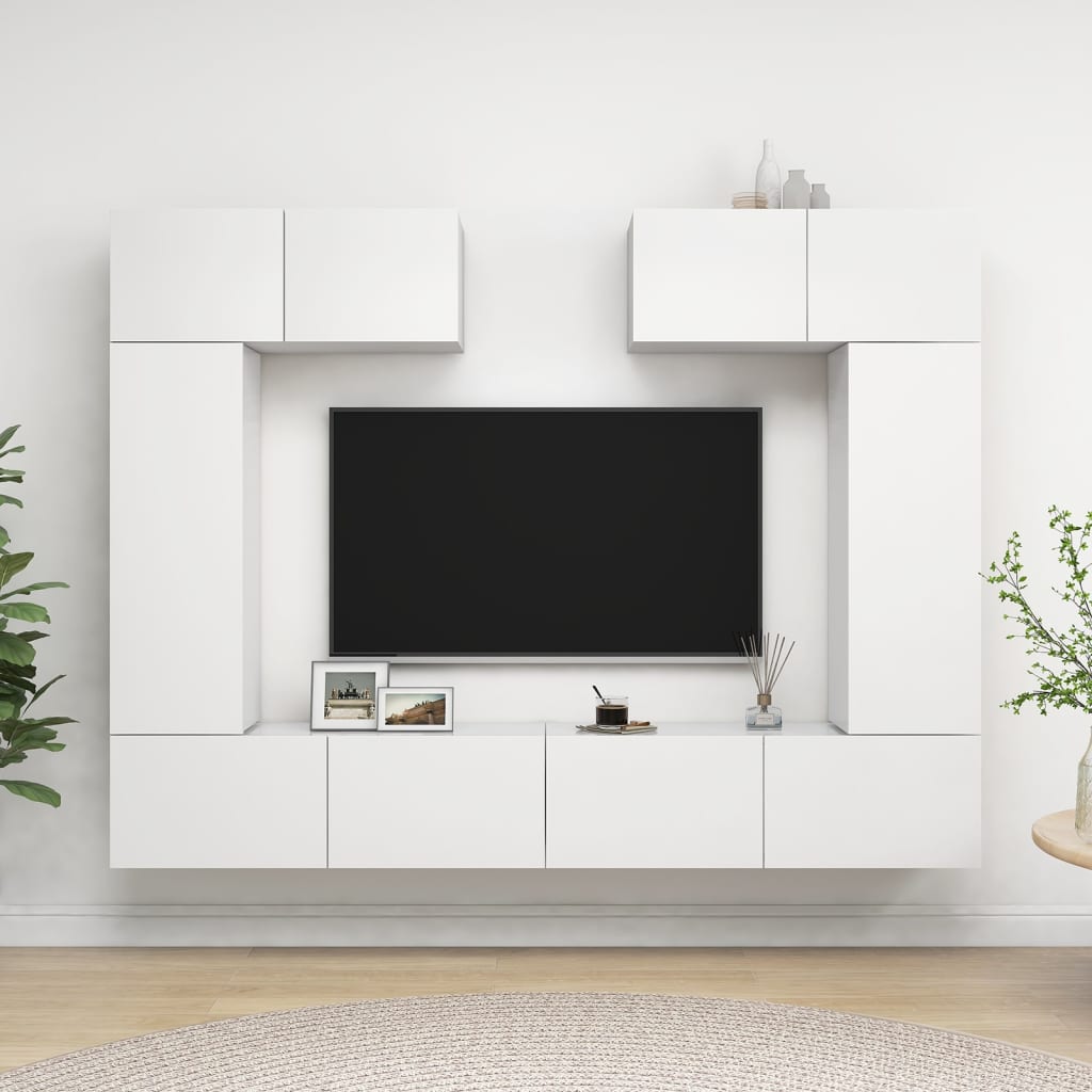 6 részes fehér forgácslap tv-szekrényszett 6 részes fehér forgácslap tv-szekrényszett