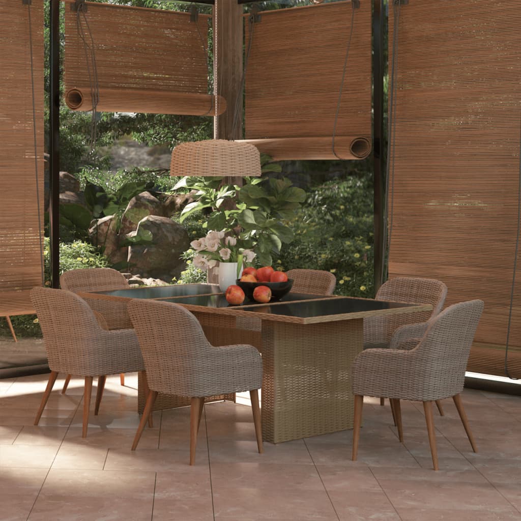7 részes barna kültéri polyrattan étkezőgarnitúra