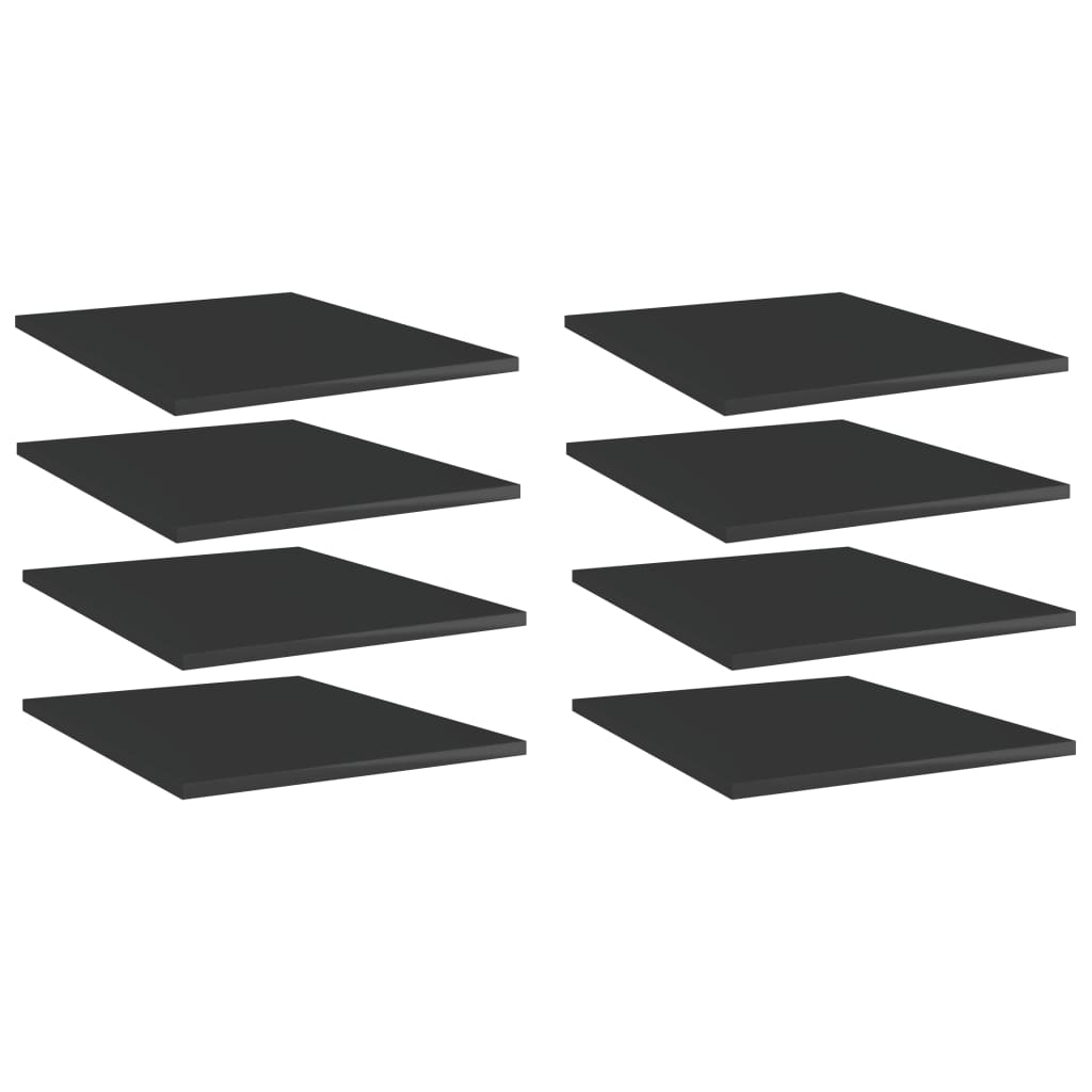 8 db magasfényű fekete forgácslap könyvespolc 40 x 50 x 1,5 cm