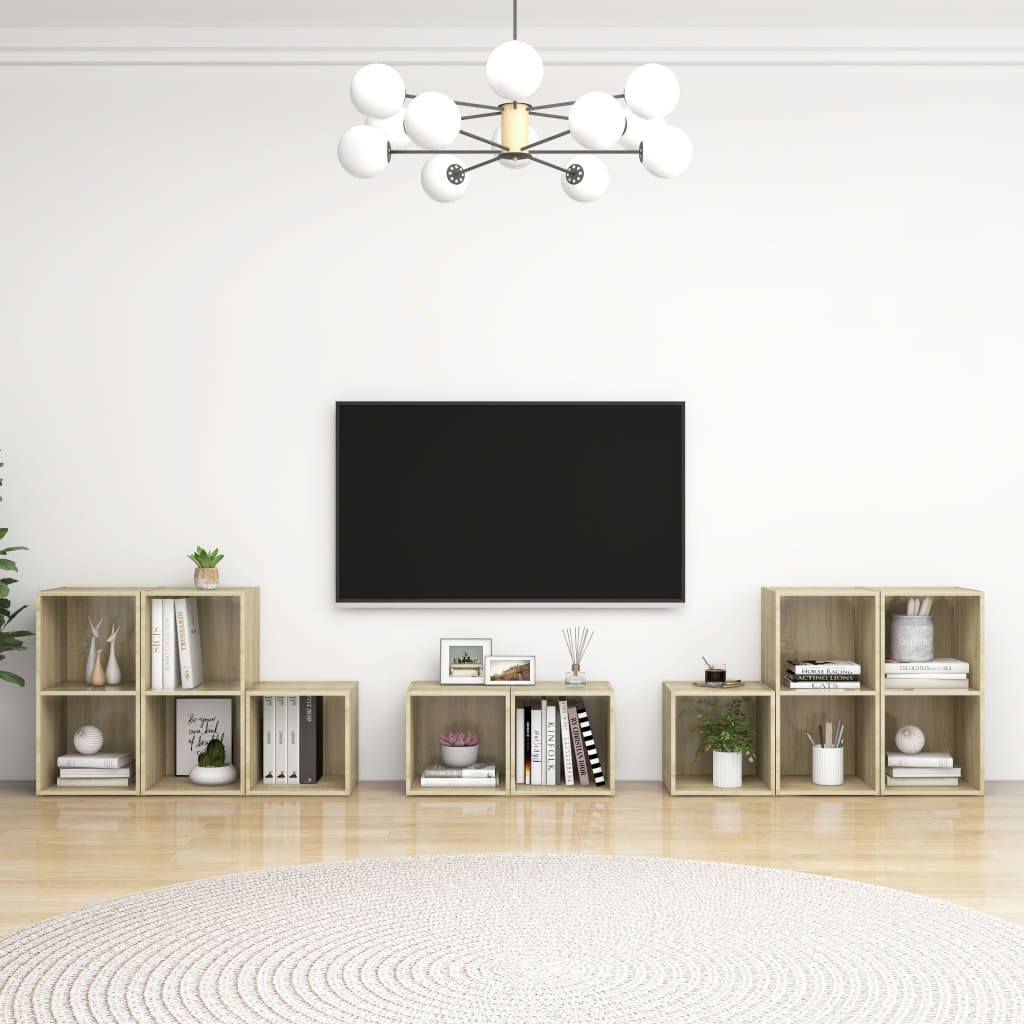 8 részes sonoma-tölgyszínű forgácslap tv-szekrényszett 8 részes sonoma-tölgyszínű forgácslap tv-szekrényszett
