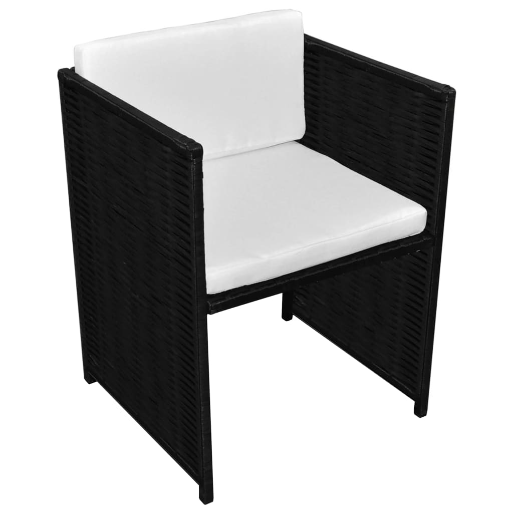 3 darabos fekete polyrattan bisztrószett párnákkal