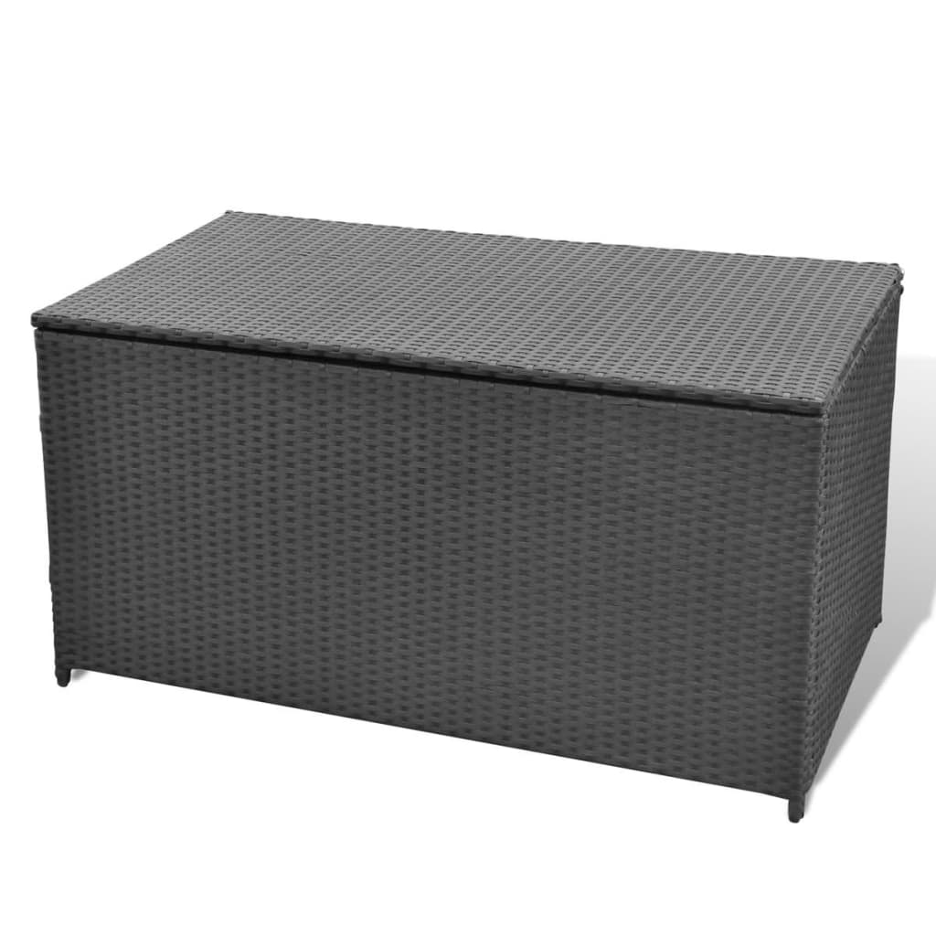 Fekete polyrattan kerti tárolóláda 120 x 50 x 60 cm Fekete polyrattan kerti tárolóláda 120 x 50 x 60 cm