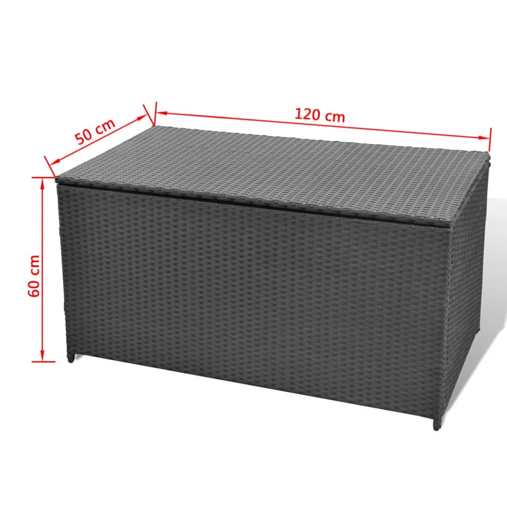 Fekete polyrattan kerti tárolóláda 120 x 50 x 60 cm Fekete polyrattan kerti tárolóláda 120 x 50 x 60 cm