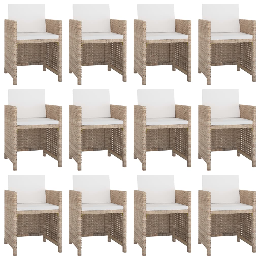13 részes bézs polyrattan kültéri étkezőszett párnákkal