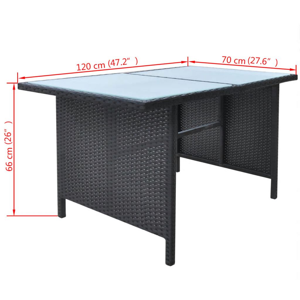 6-részes fekete polyrattan kültéri étkezőszett párnákkal 6-részes fekete polyrattan kültéri étkezőszett párnákkal