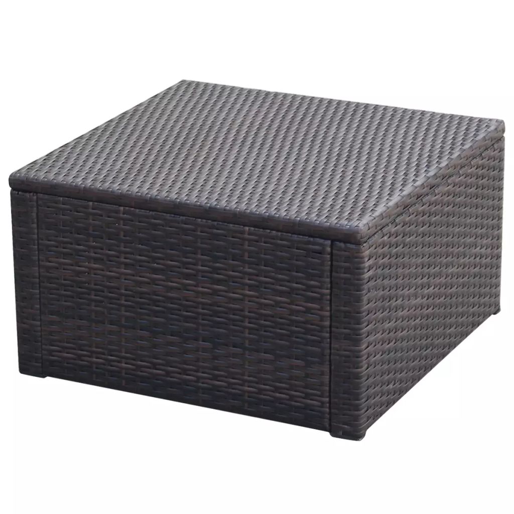 Barna polyrattan ottomán zsámoly 53x53x30 cm
