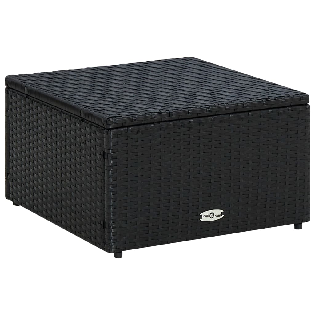 Fekete polyrattan ottomán zsámoly 53x53x30
