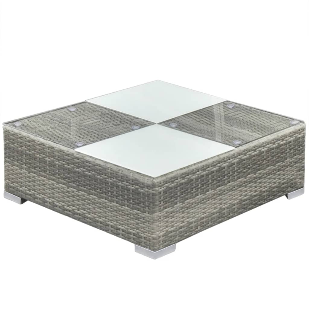 6-részes szürke polyrattan kerti bútorszett párnákkal