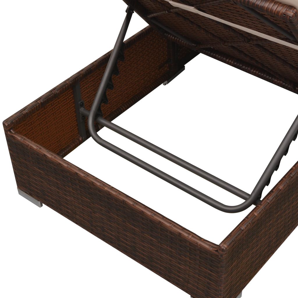 3-részes barna polyrattan kerti bútorszett párnákkal