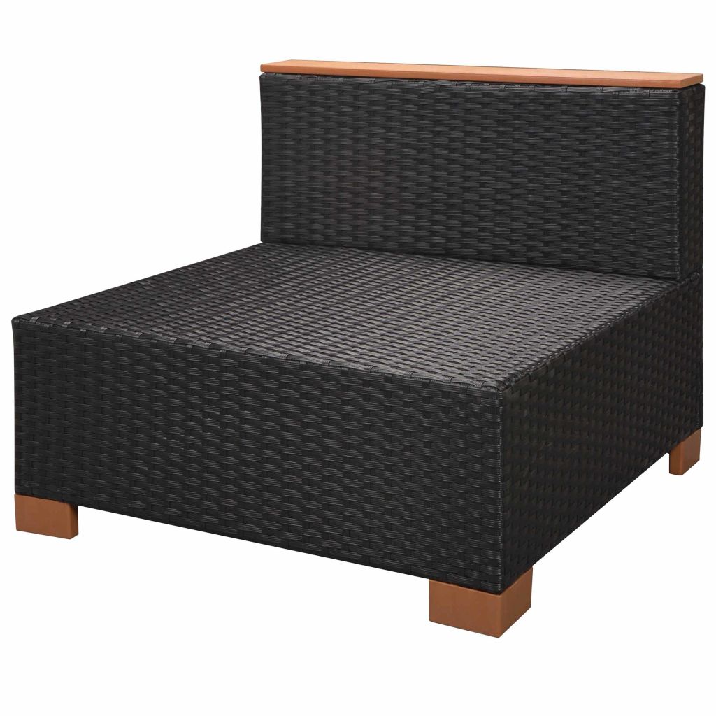 9-részes fekete polyrattan kerti bútorszett párnákkal 9-részes fekete polyrattan kerti bútorszett párnákkal