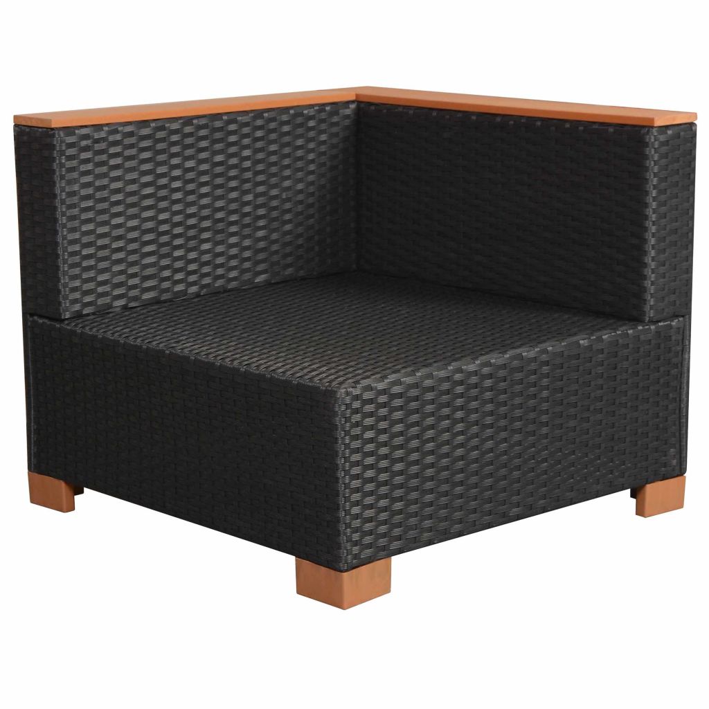 9-részes fekete polyrattan kerti bútorszett párnákkal 9-részes fekete polyrattan kerti bútorszett párnákkal