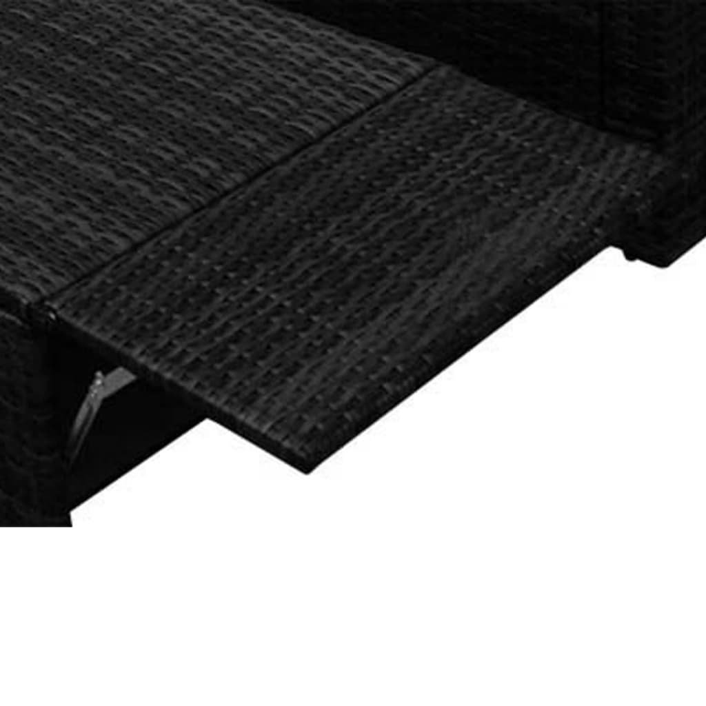 2 részes fekete polyrattan kerti ülőgarnitúra párnákkal