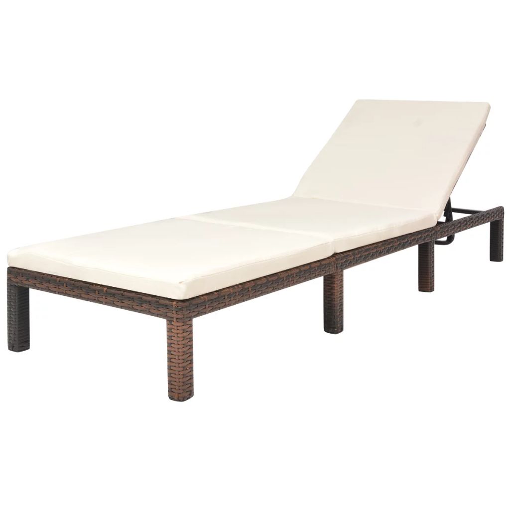 Barna polyrattan napozóágy párnával Barna polyrattan napozóágy párnával