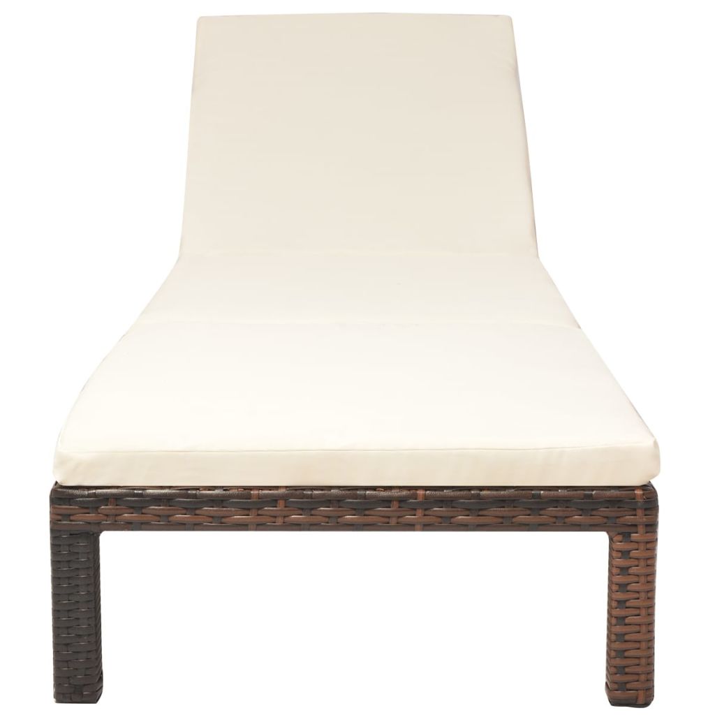Barna polyrattan napozóágy párnával Barna polyrattan napozóágy párnával