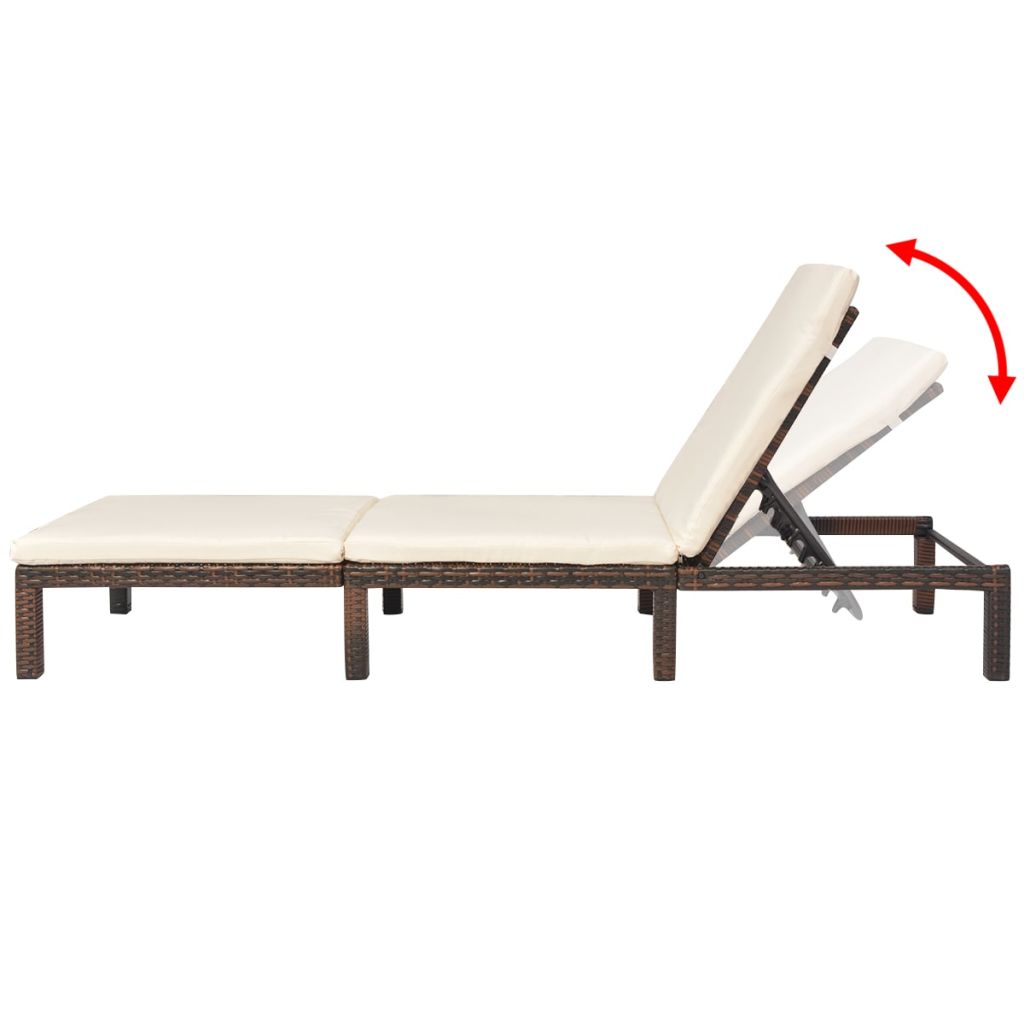 Barna polyrattan napozóágy párnával Barna polyrattan napozóágy párnával