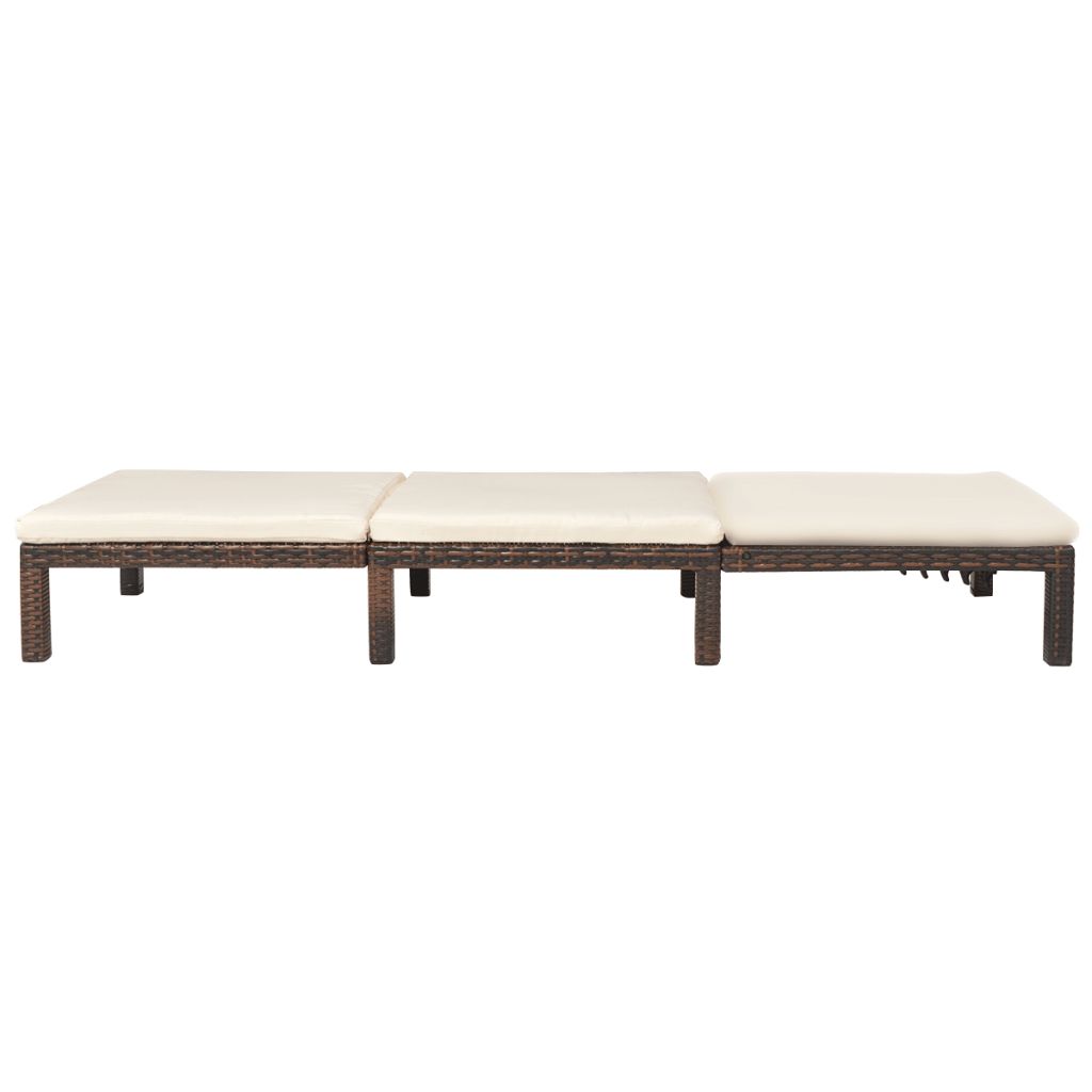Barna polyrattan napozóágy párnával Barna polyrattan napozóágy párnával