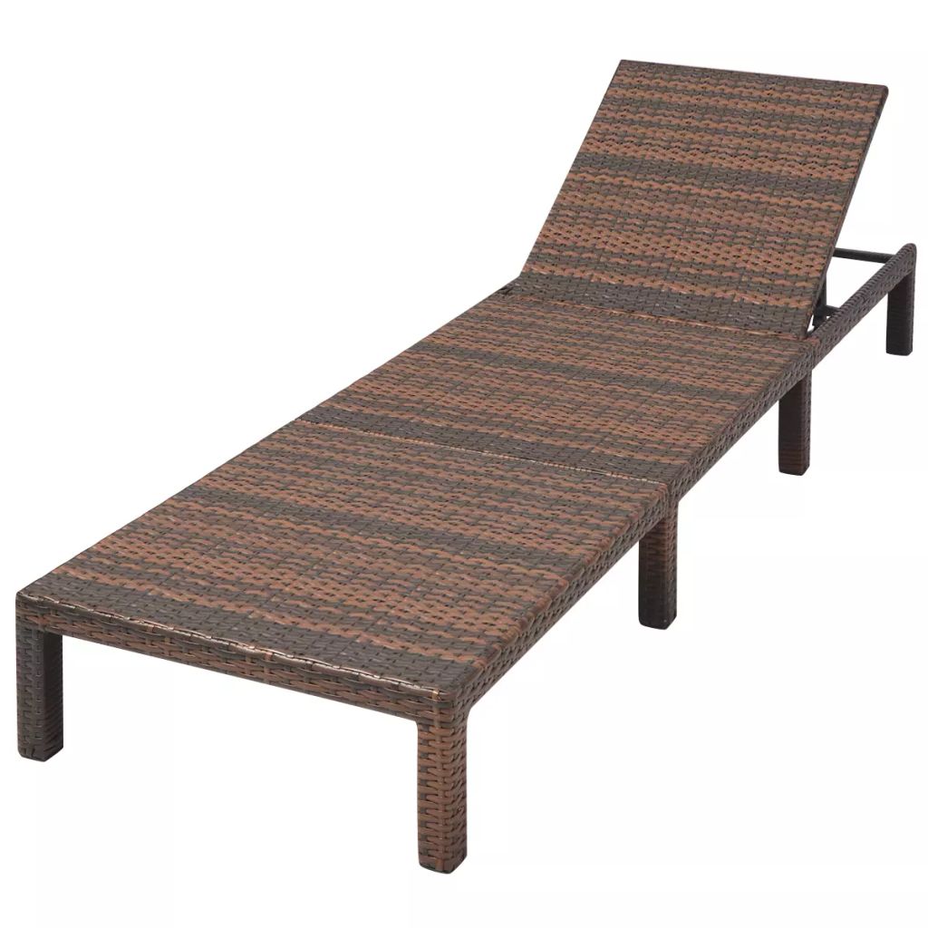 Barna polyrattan napozóágy párnával Barna polyrattan napozóágy párnával