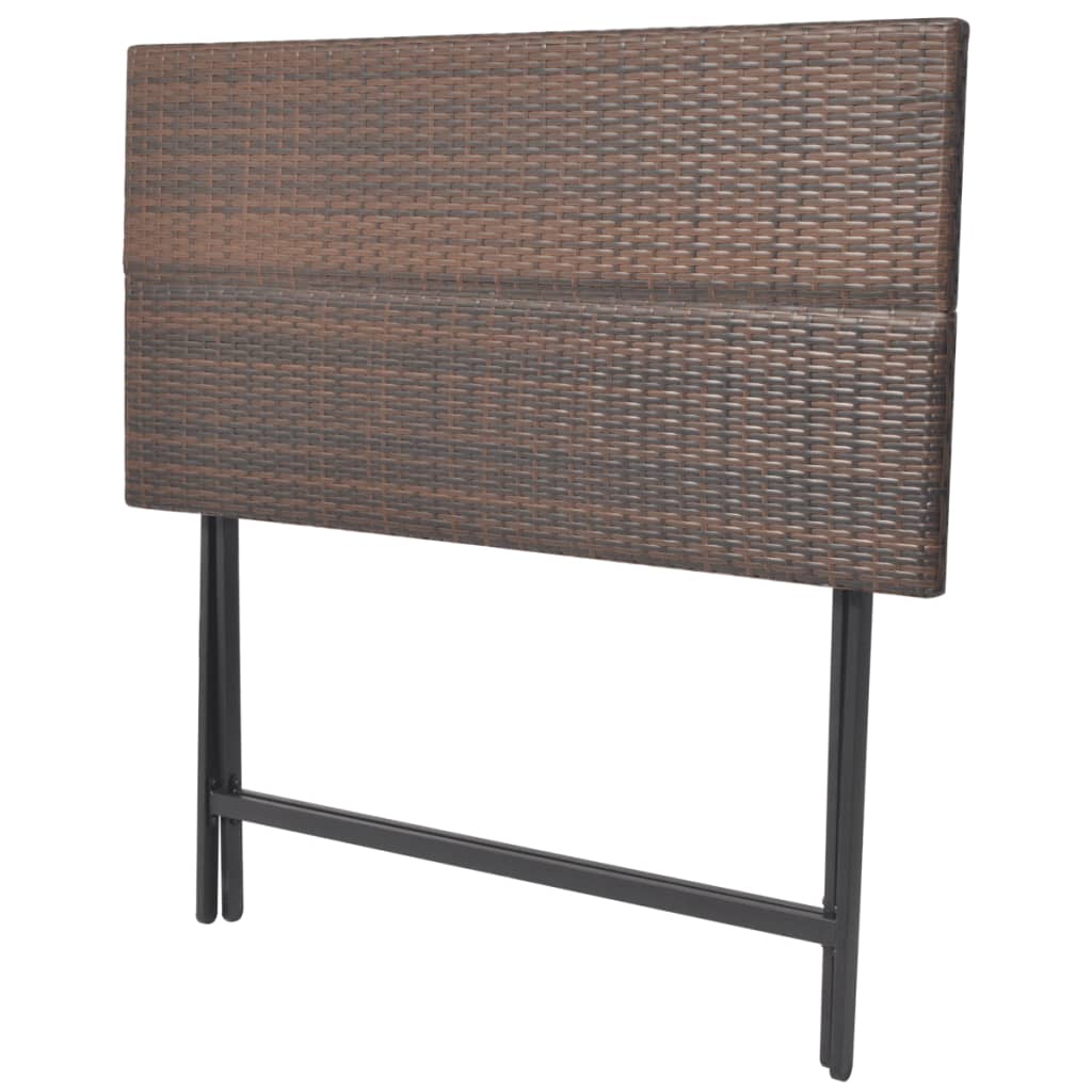 7-részes barna kerti polyrattan/acél összecsukható étkezőszett