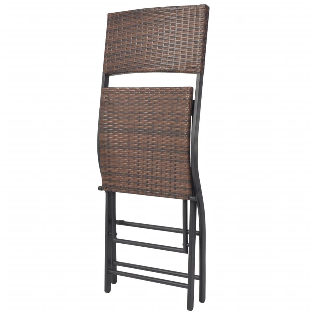 7-részes barna kerti polyrattan/acél összecsukható étkezőszett