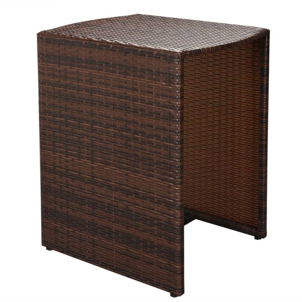 3 darabos barna polyrattan bisztrószett párnákkal