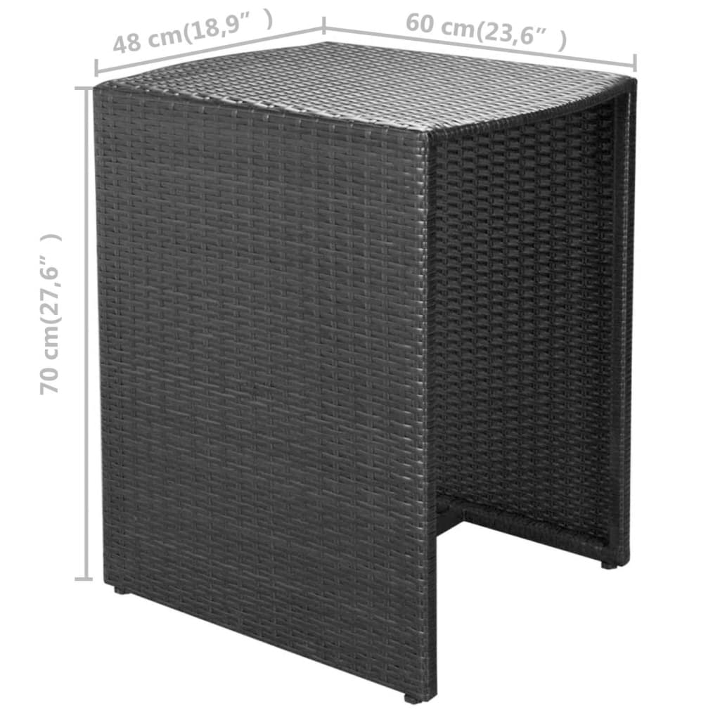 3 darabos fekete polyrattan bisztrószett párnákkal