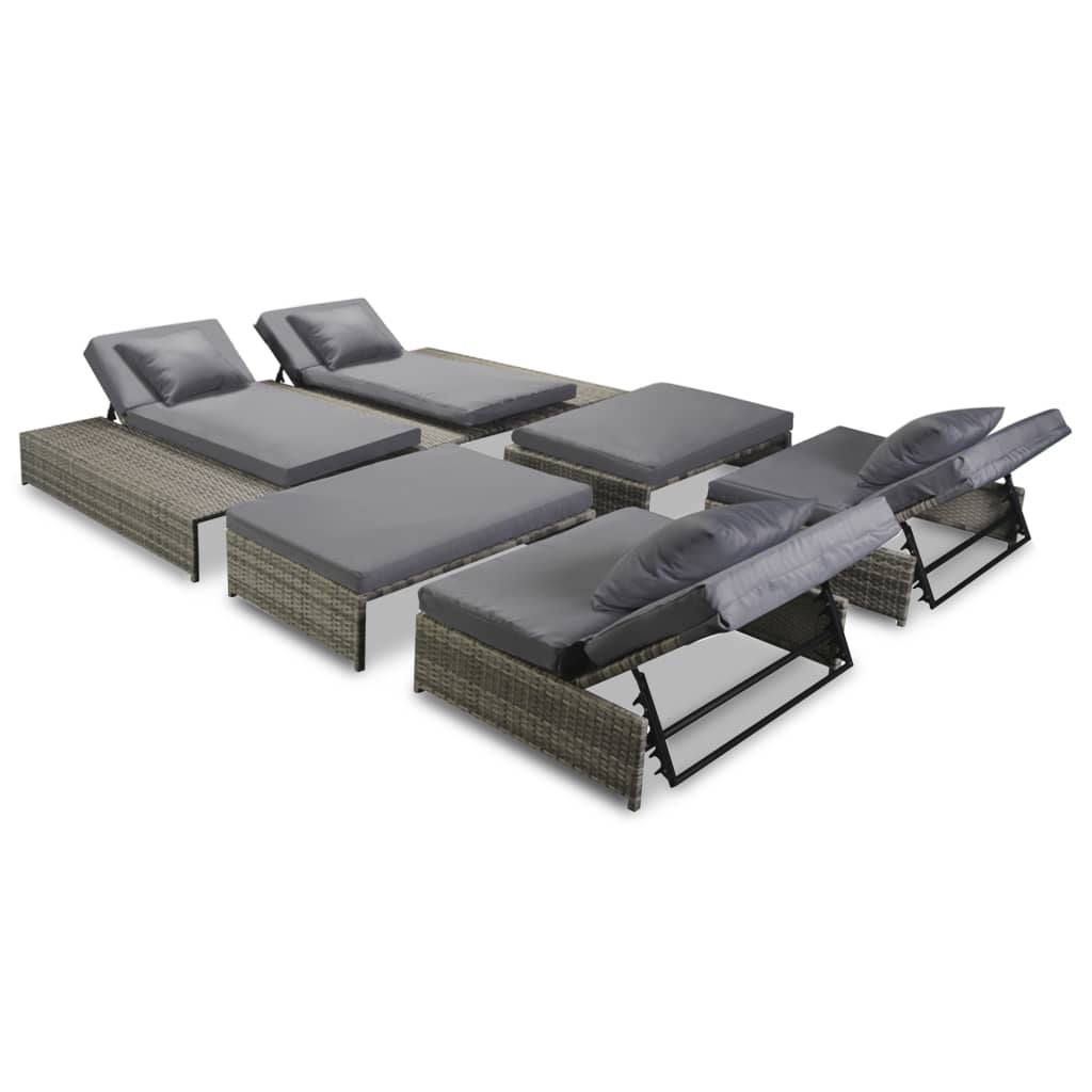 15 részes szürke kültéri polyrattan pihenőszett
